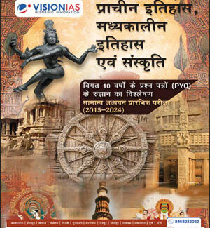 Vision Ias (प्राचीन इतिहास, मध्यकालीन इतिहास और संस्कृति) Ancient History, Medieval History and Culture 10 Year PYQ Trend Analysis GS Prelims (2015-24) Hindi Medium 