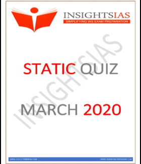 Insights IAS Insta Static Quiz Monthly Compilation March 2020 Printed Notes English Medium