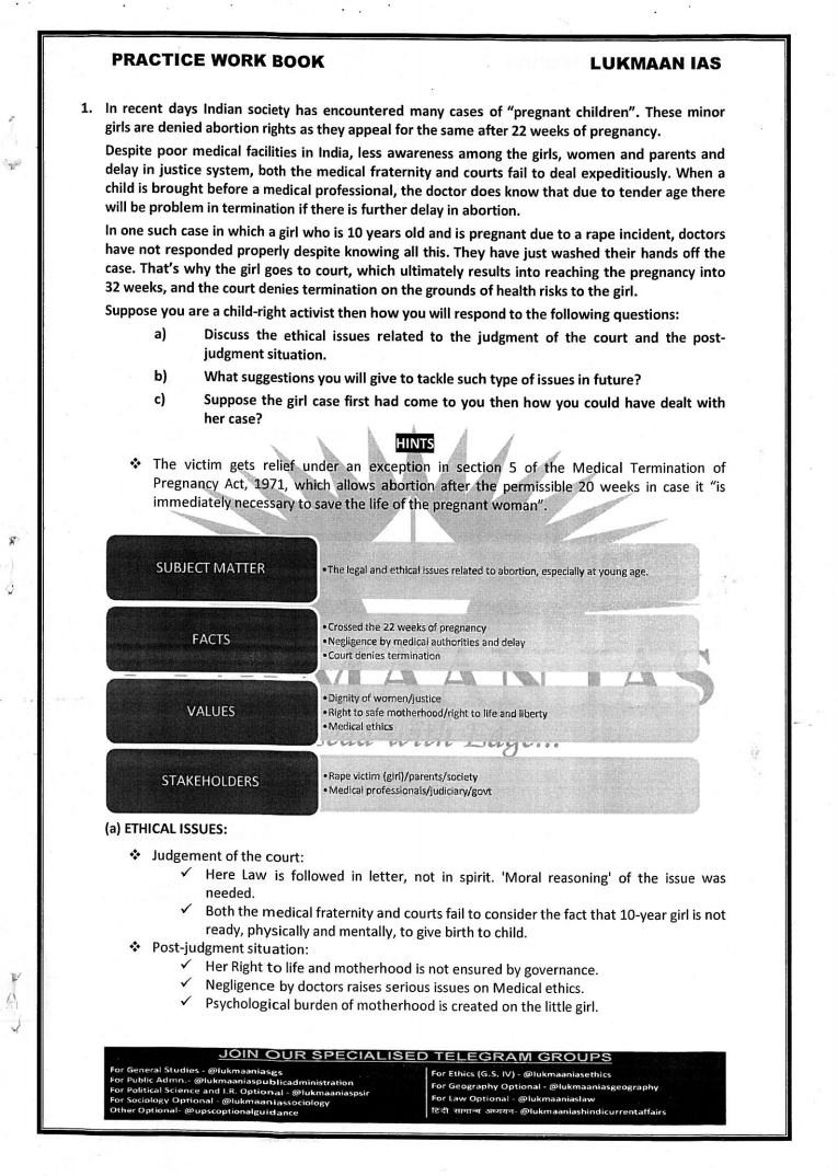Lukmaan IAS Ethics Case Study CSE Mains 2020 Volume 1+2