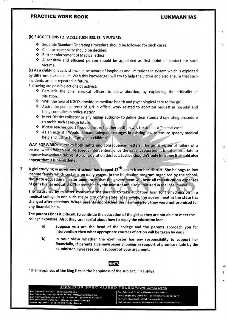Lukmaan IAS Ethics Case Study CSE Mains 2020 Volume 1+2