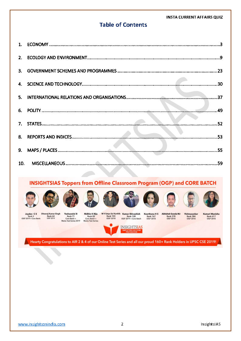 Insights IAS Insta Current Affairs Quiz Monthly Compilation November ...