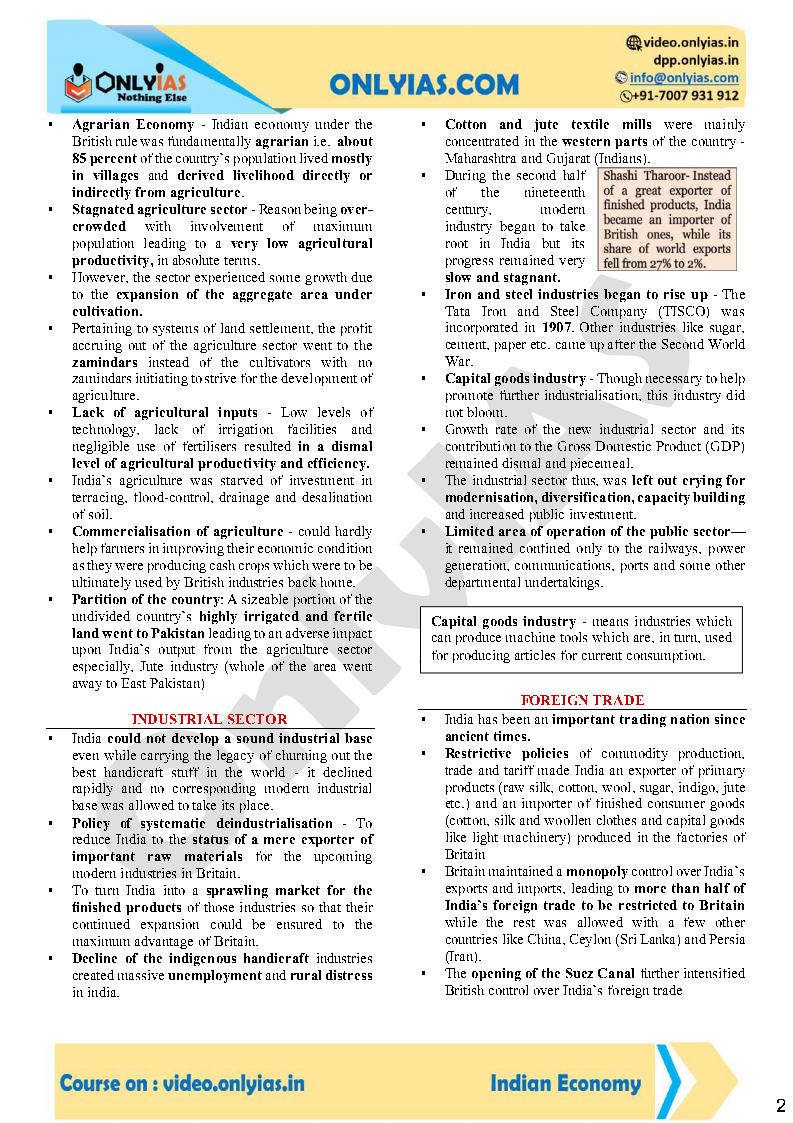 Only Ias Economy Notes.pdf Only Ias - Indian Economy - For UPSC Civil Services Examination ...