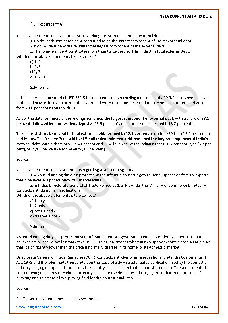 Insights IAS - Insta Current Affairs Quiz Monthly Compilation December ...