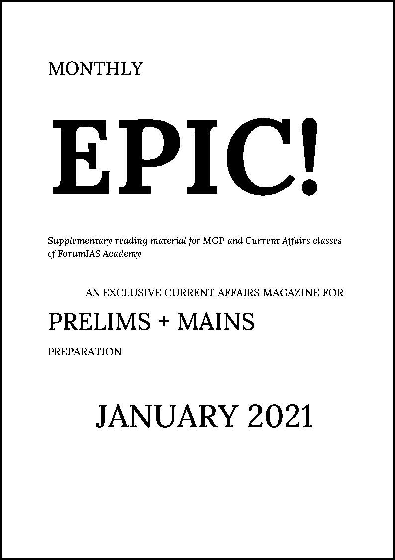 Forum IAS – Monthly Prelims Epic – Current Affairs January 2021 - English Medium - Notesindia
