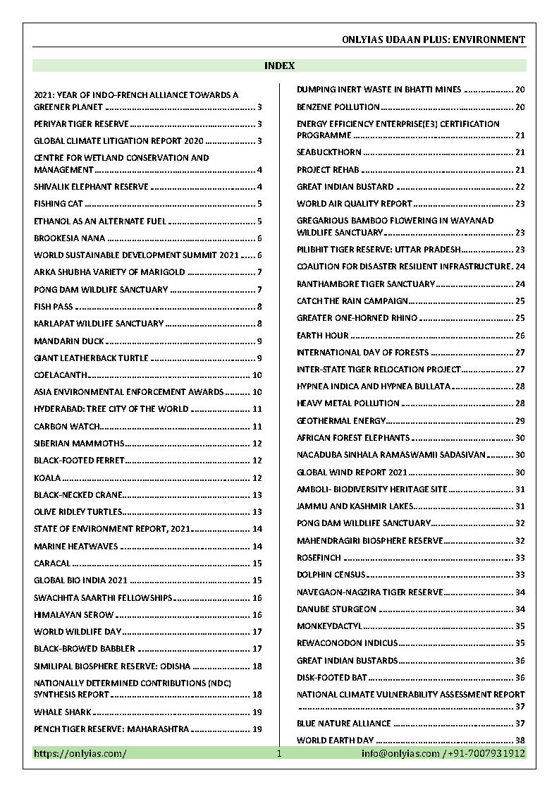 Only IAS-Udaan Plus 500-Environment and Ecology-Current Affairs ...
