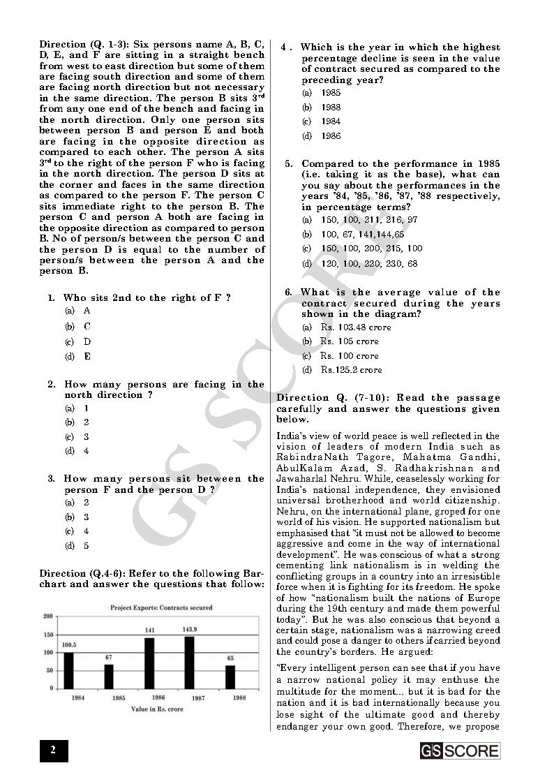 GS Score IAS-Open Mock Prelims CSAT Test Series 01 to 10-English Medium ...