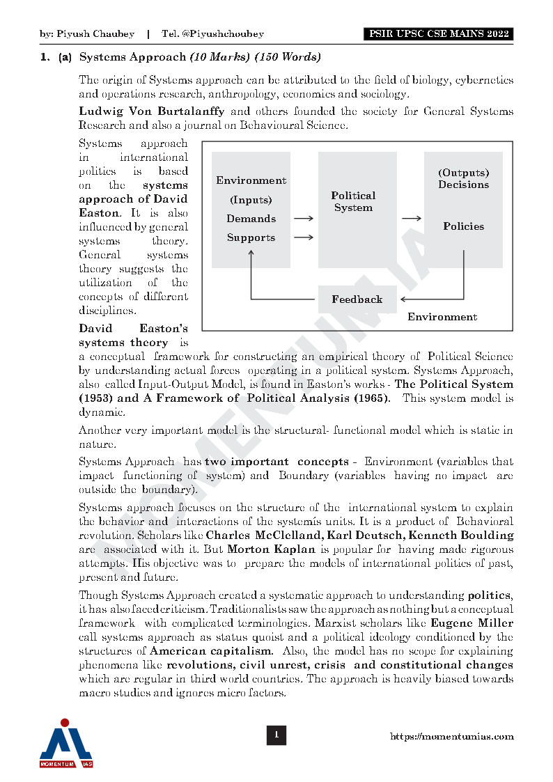 Momentum Ias - PSIR - By Dr. Piyush Chaubey - UPSC CSE 2022 - Model ...