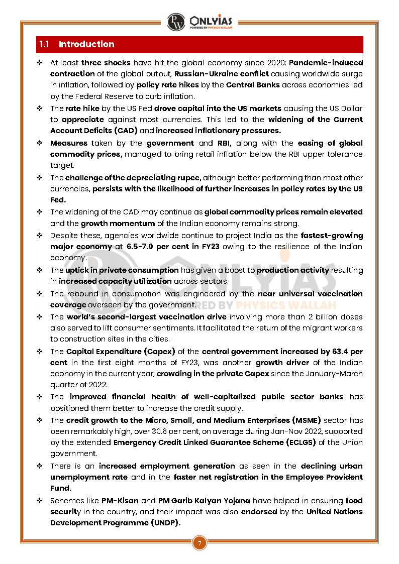 Only Ias Economy Notes.pdf Only Ias - Summary Of Economic Survey - Printed Notes 2022-23 - English ...