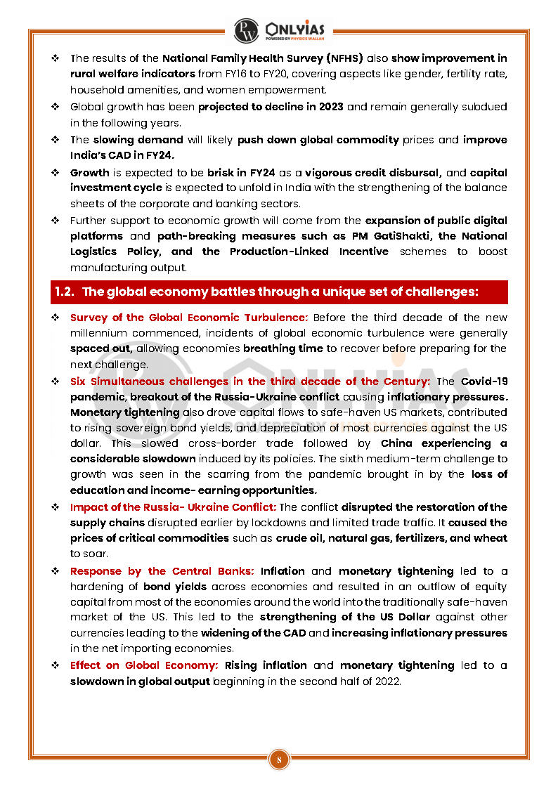 Only Ias Economy Notes.pdf Only Ias - Summary Of Economic Survey - Printed Notes 2022-23 - English ...