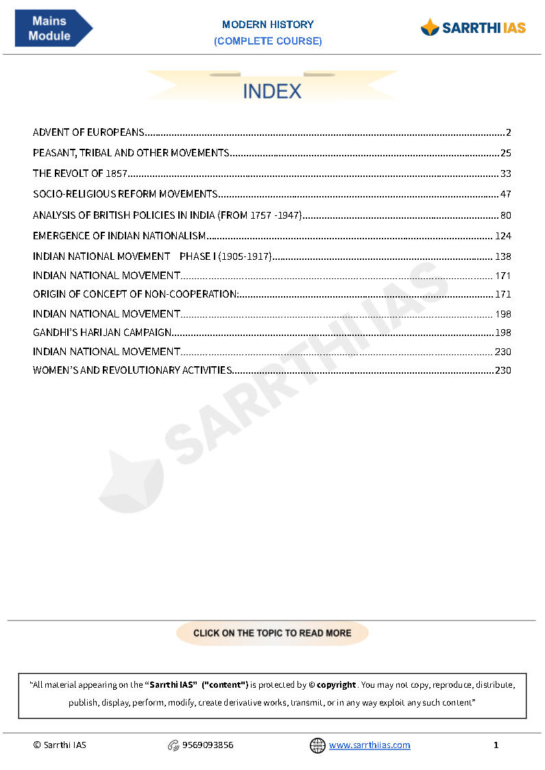 Sarrthi Ias - GS-1 Mains Module - Modern History - Printed Notes ...