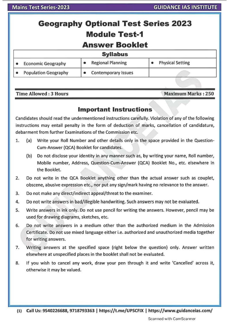 Guidance Ias - Test Copy - Geography Optional - By Deepti Rohilla ...
