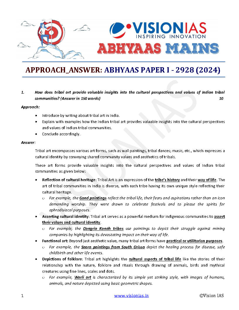 Vision IAS - Abhyaas Mains Test Series 01 To 04 - Questions With Modal ...