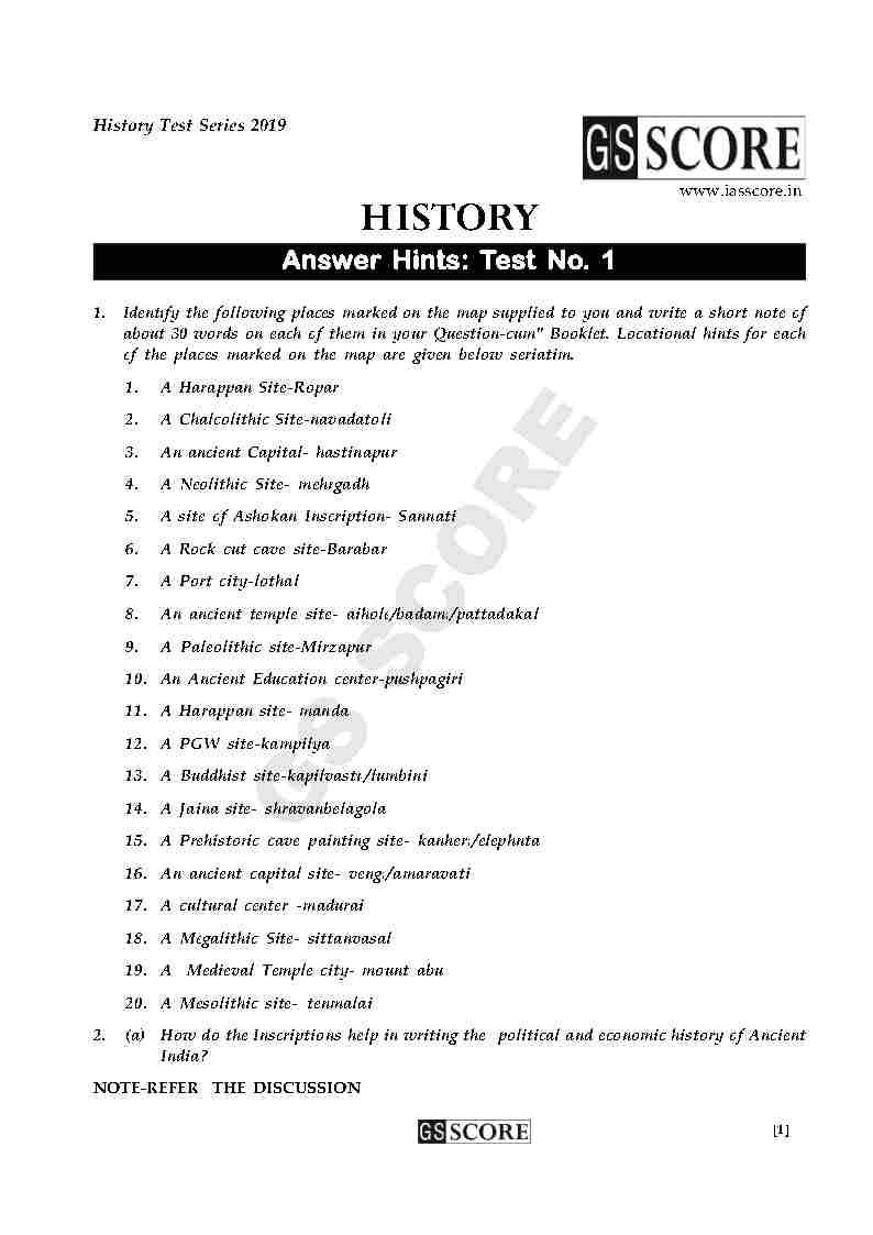 GS Score-History Optional Test Series 01 to 08 By Piyush Kumar-English ...
